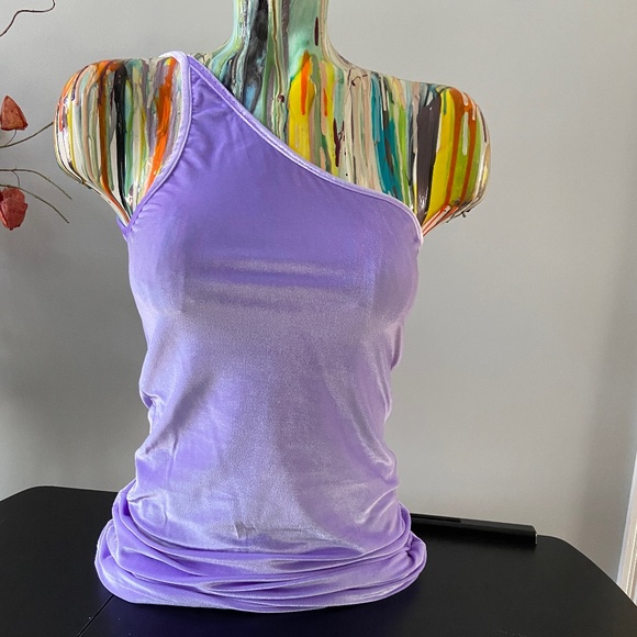 FANTABODY Asymmetrical Velvet Lilac Dress sz Medium - Picture 6 of 11